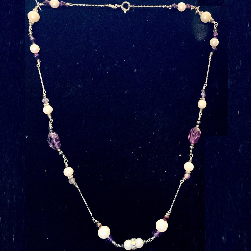 16” genuine freshwater pearl/Sterling silver necklace
